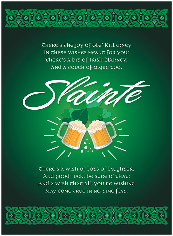 Raising a toast to Irish luck and cheer this St. Patrick's Day! Slainte D3430U-Y